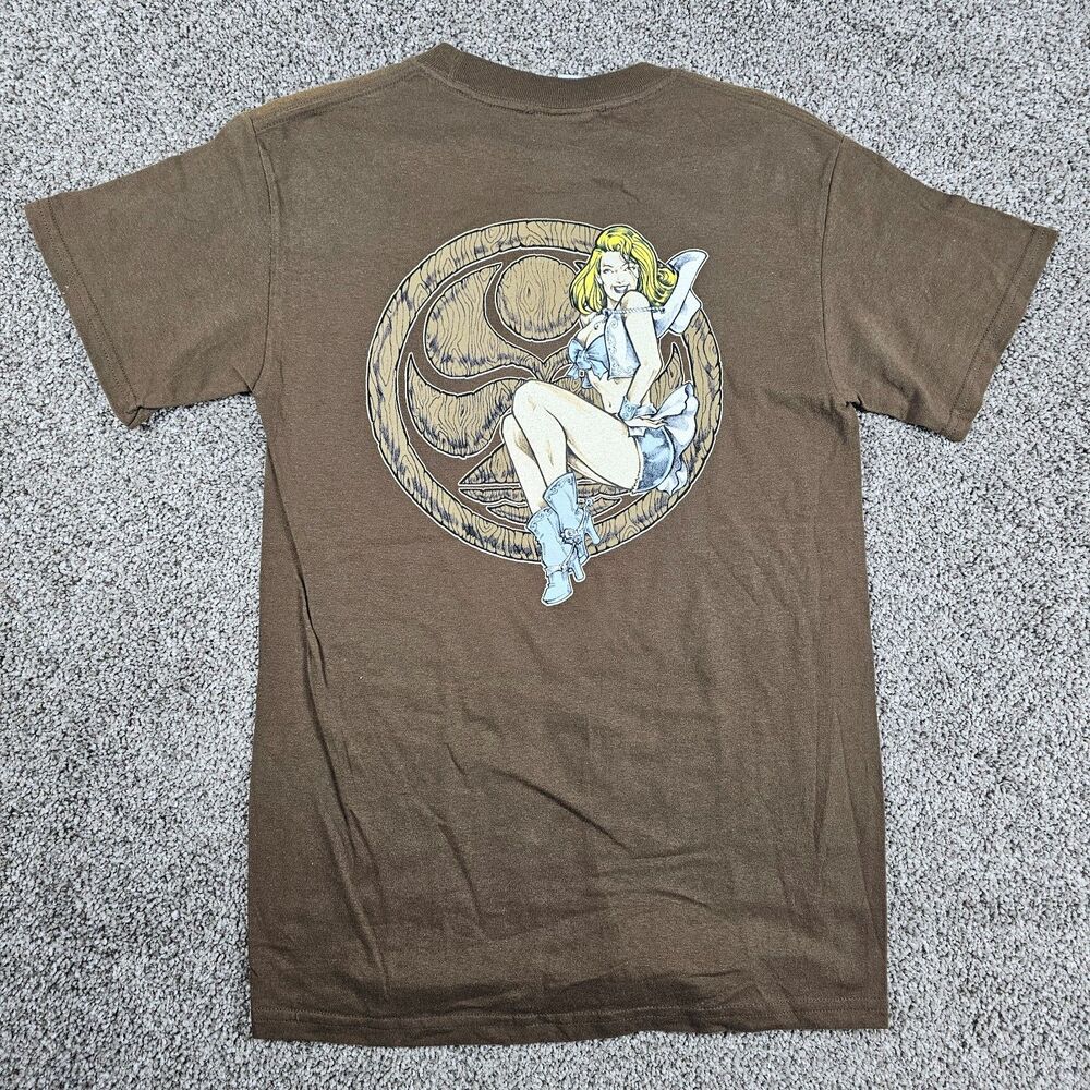 Vintage Hawaiian Island Creations HIC Shirt Mens Small Brown Cowgirl Logo Y2K